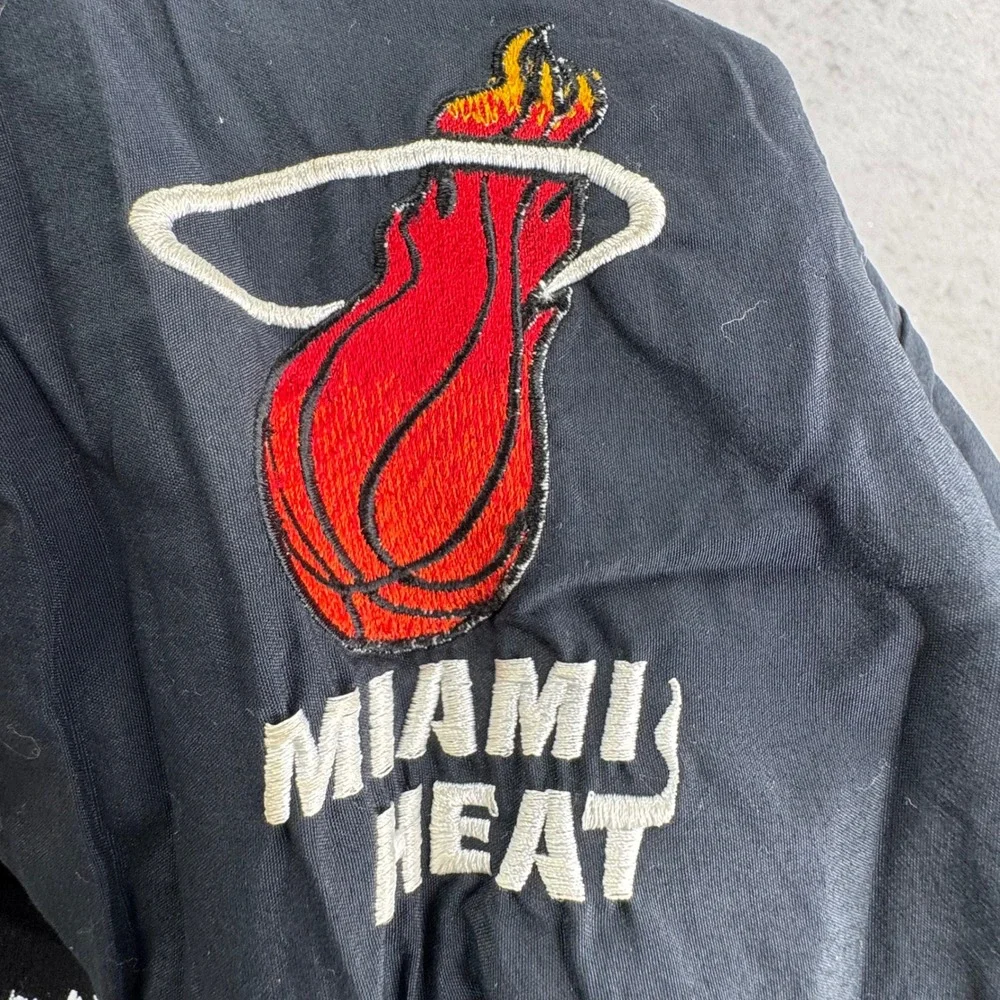 Vintage Miami Heat Varsity Jacket Mens M NBA DeLong Made in USA Snap Button